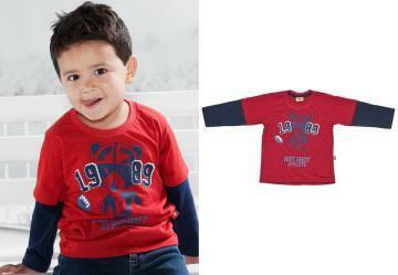 Camiseta Vermelho com Sobreposição Rolú Camiseta Vermelho com Sobreposição Rolú