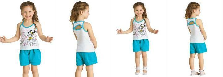 Conjunto Infantil Branco/Turquesa Curto