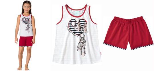 Conjunto Pijama Infantil Menina Kyly Vermelho