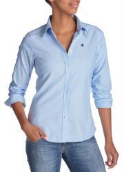 camisa feminina manga longa azul claro
