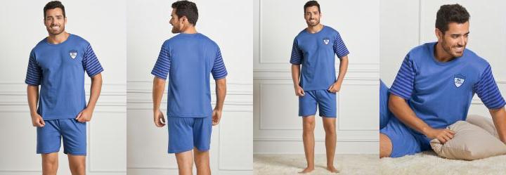 Pijama Curto Masculino Azul