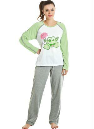 Pijama de Manga Longa Verde / Cinza - cod. 870591