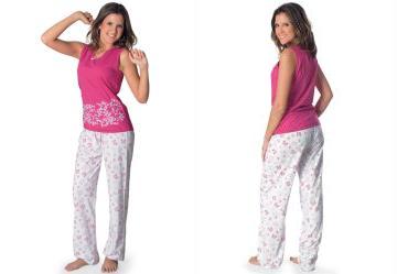 Pijama Regata e Calça Pink/Branco