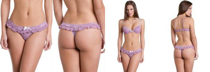 Fio Dental Miz.Couture Rosa Plissado com Renda