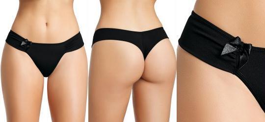 Calcinha Fio Dental com Detalhe de La�o Preta