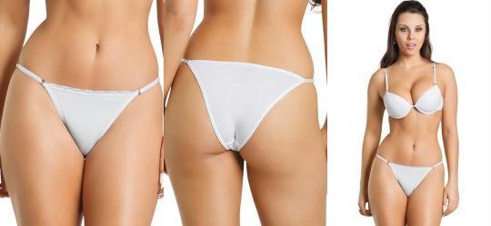Calcinha com Renda e Tiras Finas Branca