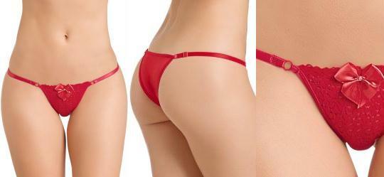Tanga com Tiras Finas e La�o Frontal Vermelha