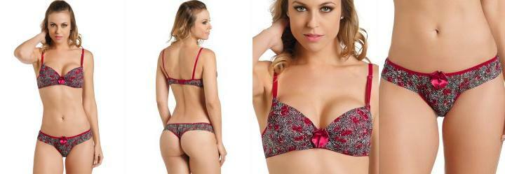 Conjunto Lingerie Vermelho/Zebra