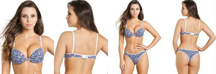 Sutiã com Bojo Floral Azul Sutiã com Bojo Floral Azul