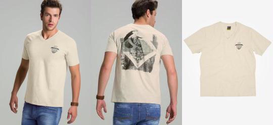 Camiseta Decote V Bege Malwee Adulto Camiseta Decote V Bege Malwee Adulto