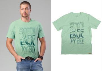 Camiseta em Algodão Flamê Verde Enfim Camiseta em Algodão Flamê Verde Enfim