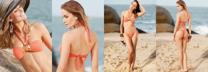 Biquini Avulso Coral com Detalhe Frontal