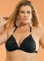 Busto Plus Size Preto Drapeado Avulso